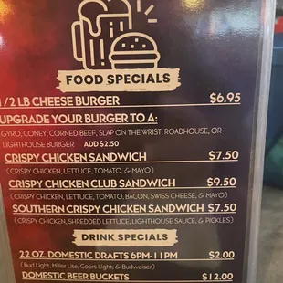 Monday specials