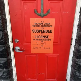 a sign on a door