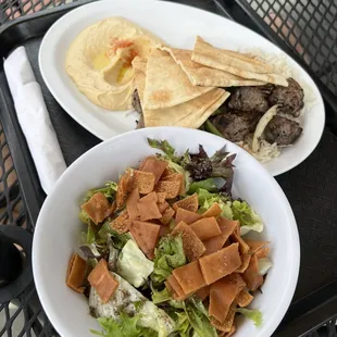 two plates of food on a table