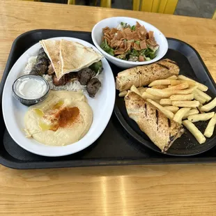 L: Mixed Platter Back: fattoush R: Chicken Special Not including the Potato Harra which was delicious