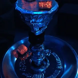 two donuts in a glass bowl