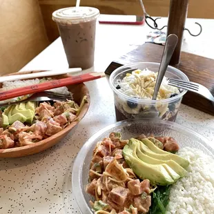 two plates of food on a table