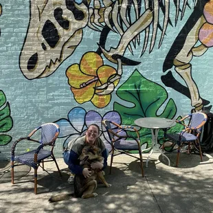 On the dog friendly back patio! Great shady spot!