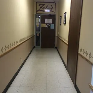 The entrance is in a hallway. Awkwardly placed.