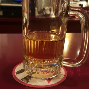 a glass of beer on a table