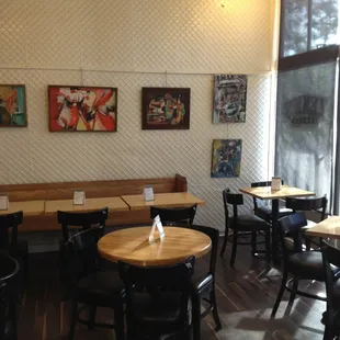 tables and chairs in a restaurant