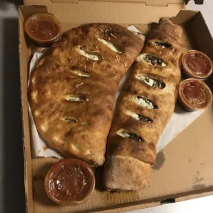 Steak and Mushroom Stromboli. Grilled chicken calzone. Delicious Meat Sauce