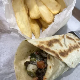 Falafel Wrap with fries