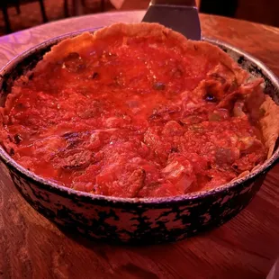 a deep dish pizza