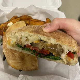 portabella sandwich with fries