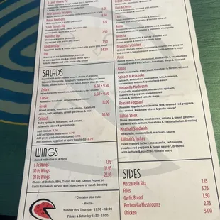 menu