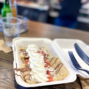 Divine Crepe of chocolate, strawberry and bananas!