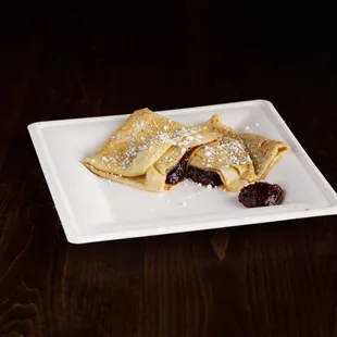 Simple raspberry preserves crepe