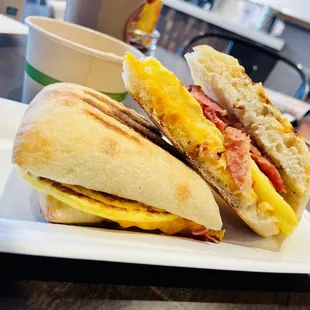 Egg and cheese panini w white cheese dip