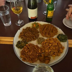 Sample platter, wine and beer