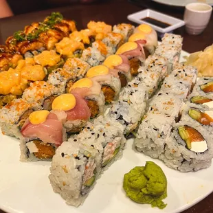 a plate of sushi