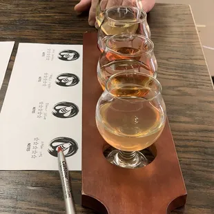 a row of glasses of wine