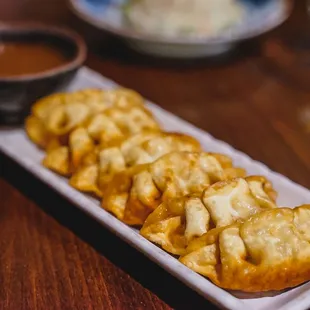 a long rectangular plate of food
