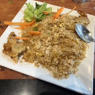 Softshell crab fried rice.  Menu says it comes with jumbo lump crab, that was a lie.  But it was tasty