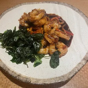 Shrimp with spinach