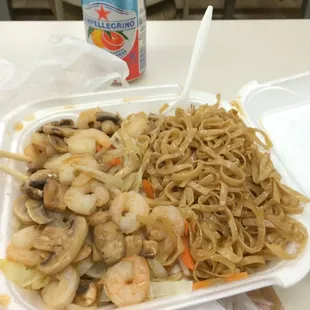 Whole wheat noodle shrimp teriyaki- yum!