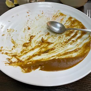 The aftermath of curry #5 heat and fried oysters. Be back for more.