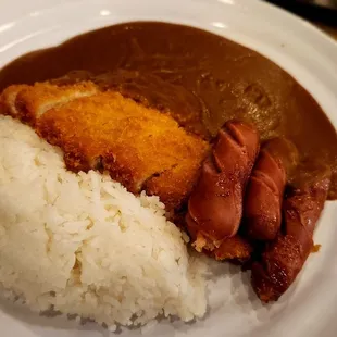 My fav order, pork katsu and kurabota sausage.