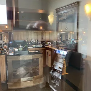 Bar area through the front glass doors