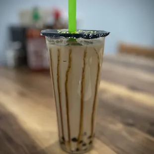 Brown sugar milk tea with boba