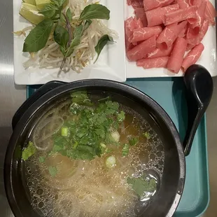 Beef pho- rare beef on side