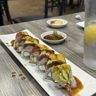 Sushi tuna and crab