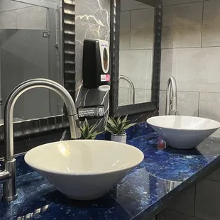 Ladies room is beautiful - and clean.