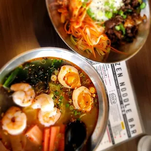 Spicy Seafood Ramen &amp; Bulgogi bowl