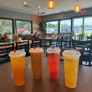 Specialty drinks: milk teas and real fruit juice teas