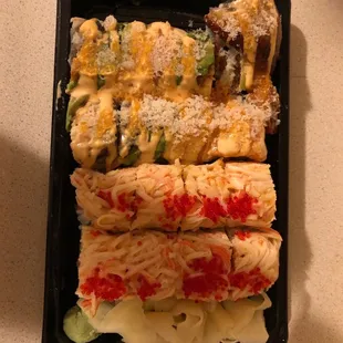 Fire Roll on bottom and New York roll on top