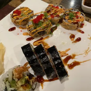Shrimp tempura roll &amp; volcano roll