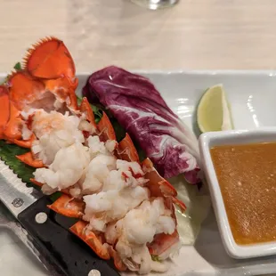 Lobster tail and sauce - the sauce was amazing