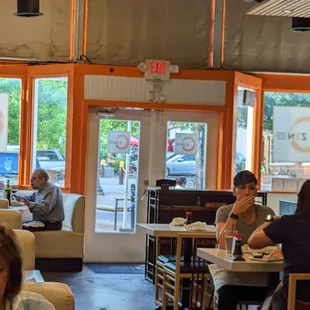 Inside the restaurant looking at the front door
