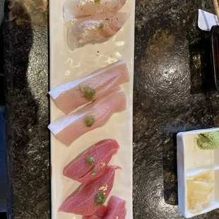 Yellow tail belly, Japanese snapper and Chu-Toro