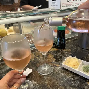 Delicious crisp rosé that we brought $20 corkage fee