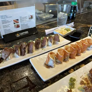 sashimi, sushi, sushi and sashimi, food