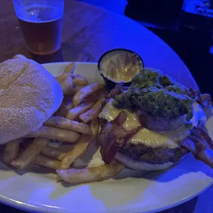 Solid Queso Bacon Guac Burger!