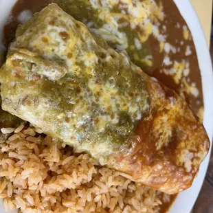 child verde chimichanga red + green enchilada sauce