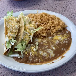 Two crispy taco combo plate.