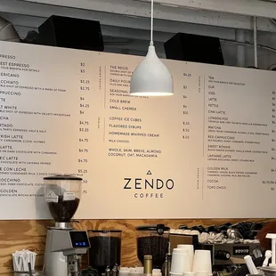 the menu of a coffee shop