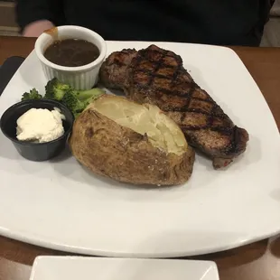 New York Strip with baked potato