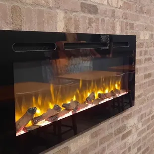 View of one of four fireplaces