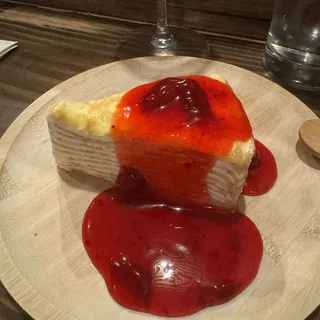 Mille Crepe Cake with Strawberry Sauce