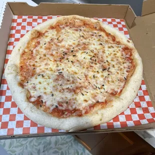 cheese. I warmed it at home and added mushrooms and black olives. Yum