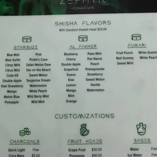 the menu